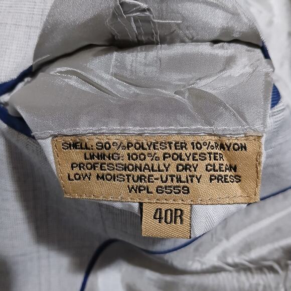 Stacy Adams Gold 40R Pale Grey Windowpane Fully-Lined Two-Botton Blazer - Picture 13 of 14